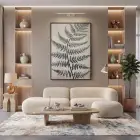 Eğrelti Otu Natürel Sepya Ton Tekli Siyah Metal Çerçeveli Cam Tablo Duvar Salon
