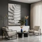 Eğrelti Otu Natürel Sepya Ton Tekli Siyah Metal Çerçeveli Cam Tablo Duvar Salon