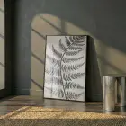 Eğrelti Otu Natürel Sepya Ton Tekli Siyah Metal Çerçeveli Cam Tablo Duvar Salon