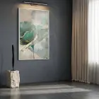 Soyut Çiçek Turkuaz Altın Tonları Tekli Beyaz Metal Çerçeveli Cam Tablo Duvar Salon