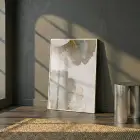 Ginkgo Yaprakları Pudra Mavi Altın Tekli Beyaz Metal Çerçeveli Cam Tablo Yatak Odası
