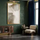 Ginkgo Yaprakları Pudra Mavi Altın Tekli Gold Metal Çerçeveli Cam Tablo Ev Dekorasyonu