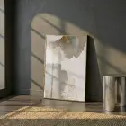 Ginkgo Yaprakları Pudra Mavi Altın Tekli Gold Metal Çerçeveli Cam Tablo Ev Dekorasyonu