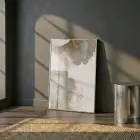 Ginkgo Yaprakları Pudra Mavi Altın Tekli Gümüş Metal Çerçeveli Cam Tablo Duvar Salon