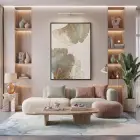 Ginkgo Yaprakları Pudra Mavi Altın Tekli Siyah Metal Çerçeveli Cam Tablo Duvar Salon