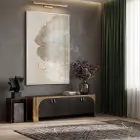 Altın Yaprak Sıcak Bej Tekli Beyaz Metal Çerçeveli Cam Tablo Poster Dekoratif Obje