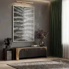 Eğrelti Yaprağı Antrasit Beyaz Ton Tekli Metal Çerçeveli Cam Tablo Yatak Odası Koridor