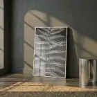 Eğrelti Yaprağı Antrasit Beyaz Ton Tekli Metal Çerçeveli Cam Tablo Yatak Odası Koridor