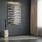 Eğrelti Yaprağı Antrasit Beyaz Ton Tekli Gümüş Metal Çerçeveli Cam Tablo Yatak Odası