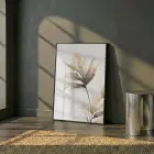 Yaprak Desen Sıcak Bej Tonları Tekli Siyah Metal Çerçeveli Cam Tablo Ev Dekorasyonu
