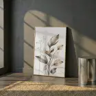 Doğal Yapraklar Toprak Tonları Tekli Gold Metal Çerçeveli Cam Tablo Poster Dekoratif Obje
