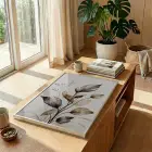Doğal Yapraklar Toprak Tonları Tekli Gümüş Metal Çerçeveli Cam Tablo Duvar Salon Aksesuarları