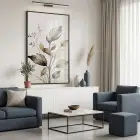 Doğal Yapraklar Toprak Tonları Tekli Siyah Metal Çerçeveli Cam Tablo Yatak Odası Koridor
