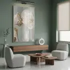 Soyut Çiçek Pastel Yeşil Bej Tekli Gümüş Metal Çerçeveli Cam Tablo Poster Dekoratif
