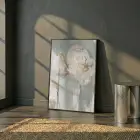 Soyut Çiçek Pastel Yeşil Bej Tekli Siyah Metal Çerçeveli Cam Tablo Duvar Salon