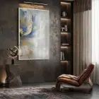 Soyut Çiçek Pastel Mavi Tonları Tekli Beyaz Metal Çerçeveli Cam Tablo Salon Oturma