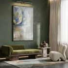 Soyut Çiçek Pastel Mavi Tonları Tekli Siyah Metal Çerçeveli Cam Tablo Poster Dekoratif