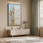 Buğday Başakları Altın Gri Tonları Tekli Siyah Metal Çerçeveli Cam Tablo Ev Dekorasyonu