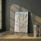 Buğday Başakları Altın Gri Tonları Tekli Siyah Metal Çerçeveli Cam Tablo Ev Dekorasyonu