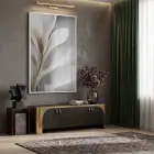 Narin Çiçek Nötr Gri Tonlar Tekli Beyaz Metal Çerçeveli Cam Tablo Yatak Odası
