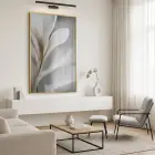 Narin Çiçek Nötr Gri Tonlar Tekli Gold Metal Çerçeveli Cam Tablo Duvar Salon