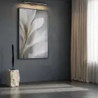 Narin Çiçek Nötr Gri Tonlar Tekli Siyah Metal Çerçeveli Cam Tablo Yatak Odası
