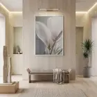 Narin Çiçek Pastel Gri Tonları Tekli Beyaz Metal Çerçeveli Cam Tablo Poster Dekoratif