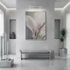 Narin Çiçek Pastel Gri Tonları Tekli Gümüş Metal Çerçeveli Cam Tablo Poster Dekoratif