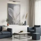 Narin Çiçek Pastel Gri Tonları Tekli Gümüş Metal Çerçeveli Cam Tablo Poster Dekoratif