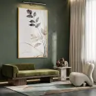 Botanik Yapraklar Toprak Tonları Tekli Gold Metal Çerçeveli Cam Tablo Ev Dekorasyonu Oda