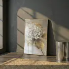 Buket Çiçek Sıcak Krem Ton Tekli Gold Metal Çerçeveli Cam Tablo Ev Dekorasyonu