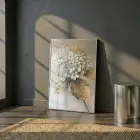 Buket Çiçek Sıcak Krem Ton Tekli Gümüş Metal Çerçeveli Cam Tablo Poster Dekoratif