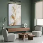 Soyut Yaprak Krem Altın Tonları Tekli Siyah Metal Çerçeveli Cam Tablo Poster Dekoratif