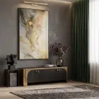 Soyut Akış Altın Gri Tonlar Tekli Siyah Metal Çerçeveli Cam Tablo Duvar Salon