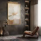 Yumuşak Çiçek Krem Altın Tonları Tekli Gold Metal Çerçeveli Cam Tablo Poster Dekoratif