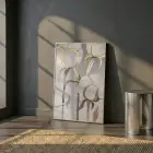 Pamuk Çiçeği Altın Bej Tekli Gümüş Metal Çerçeveli Cam Tablo Duvar Salon Aksesuarları