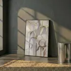 Pamuk Çiçeği Altın Bej Tekli Siyah Metal Çerçeveli Cam Tablo Duvar Salon Aksesuarları