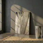 Yaprak Dokusu Metalik Altın Tekli Gold Metal Çerçeveli Cam Tablo Ev Dekorasyonu Oda