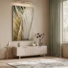 Yaprak Dokusu Metalik Altın Tekli Gümüş Metal Çerçeveli Cam Tablo Poster Dekoratif Obje