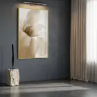 Magnolya Sıcak Bej Tekli Gold Metal Çerçeveli Cam Tablo Poster Dekoratif Obje