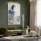 Akışkan Soyut Derin Mavi Tonlar Tekli Beyaz Metal Çerçeveli Cam Tablo Poster Dekoratif