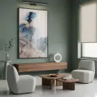 Akışkan Soyut Derin Mavi Tonlar Tekli Siyah Metal Çerçeveli Cam Tablo Poster Dekoratif