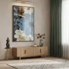 Yakın Çiçek Buz Mavisi Bej Tekli Siyah Metal Çerçeveli Cam Tablo Ev Dekorasyonu