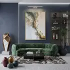 Soyut Akış Toprak Altın Tonları Tekli Gold Metal Çerçeveli Cam Tablo Poster Dekoratif