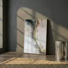 Soyut Akış Toprak Altın Tonları Tekli Gold Metal Çerçeveli Cam Tablo Poster Dekoratif
