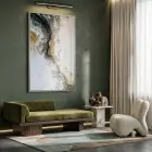 Soyut Akış Toprak Altın Tonları Tekli Gümüş Metal Çerçeveli Cam Tablo Salon Oturma