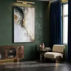 Soyut Akış Toprak Altın Tonları Tekli Siyah Metal Çerçeveli Cam Tablo Ev Dekorasyonu