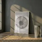 Ağaç Halkaları Nötr Toprak Tonları Tekli Beyaz Metal Çerçeveli Cam Tablo Salon Oturma