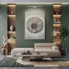 Ağaç Halkaları Nötr Toprak Tonları Tekli Gümüş Metal Çerçeveli Cam Tablo Salon Oturma