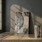 Soyut Akış Nötr Tonlar Altın Tekli Gold Metal Çerçeveli Cam Tablo Duvar Salon